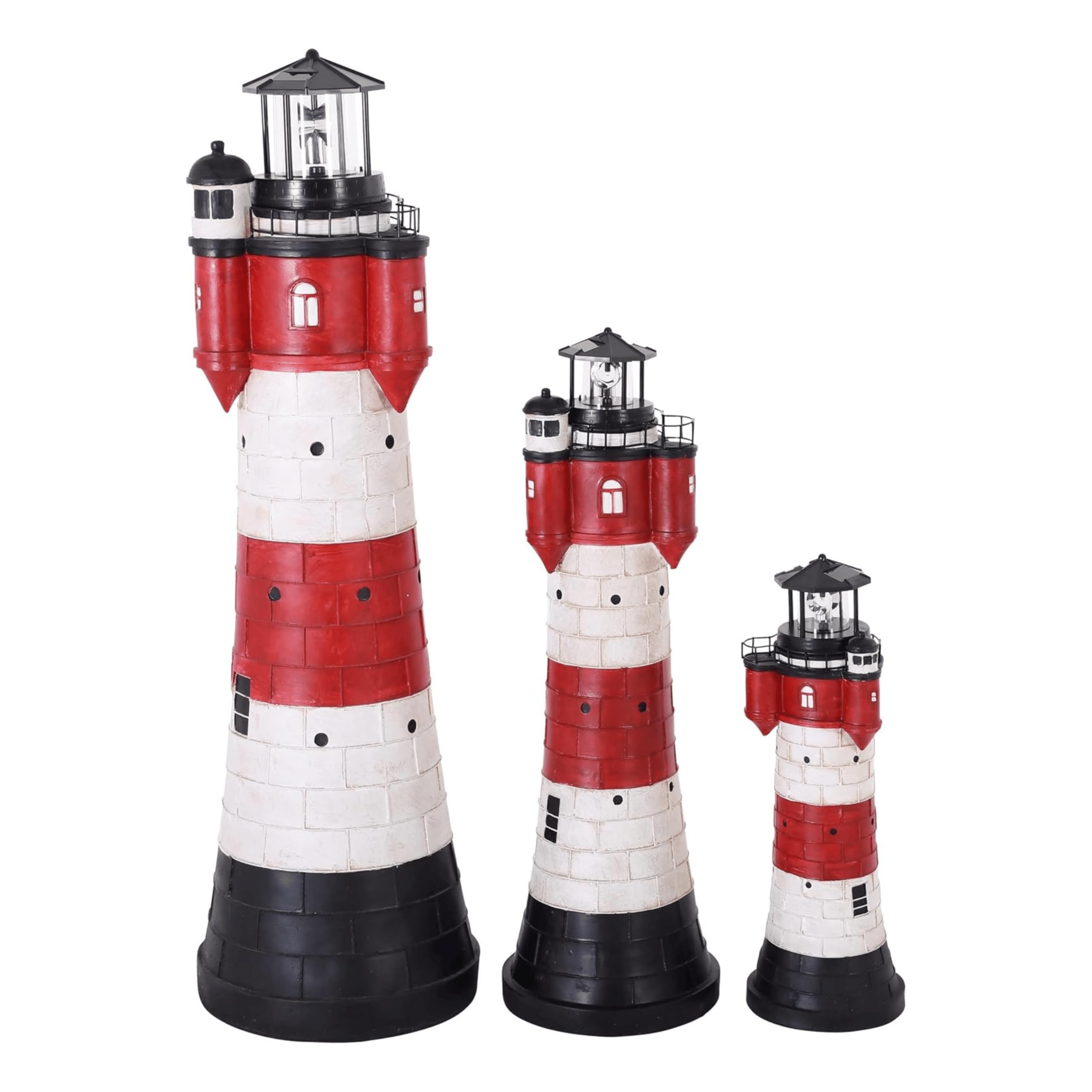 Westerholt Solar Leuchtturm Roter Sand mit rotierendem Led-Reflektor 50 cm | Original