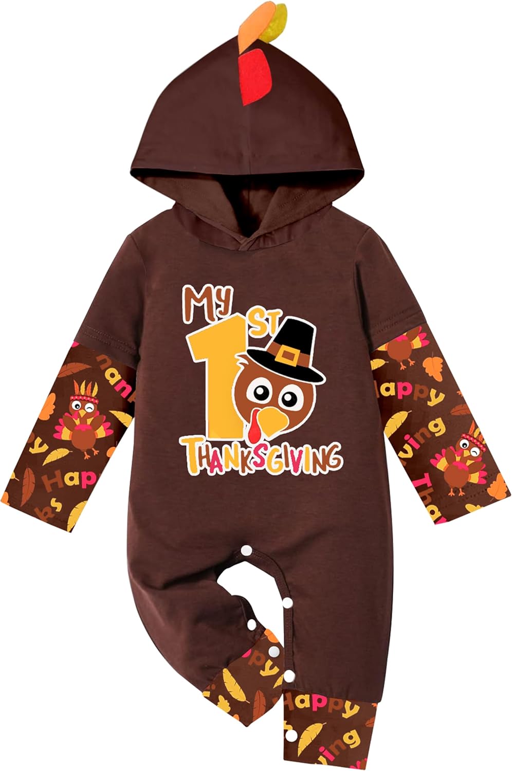 AGAPENG My First Thanksgiving Baby Boy Outfit Turkey ワンピース ロンパース 長