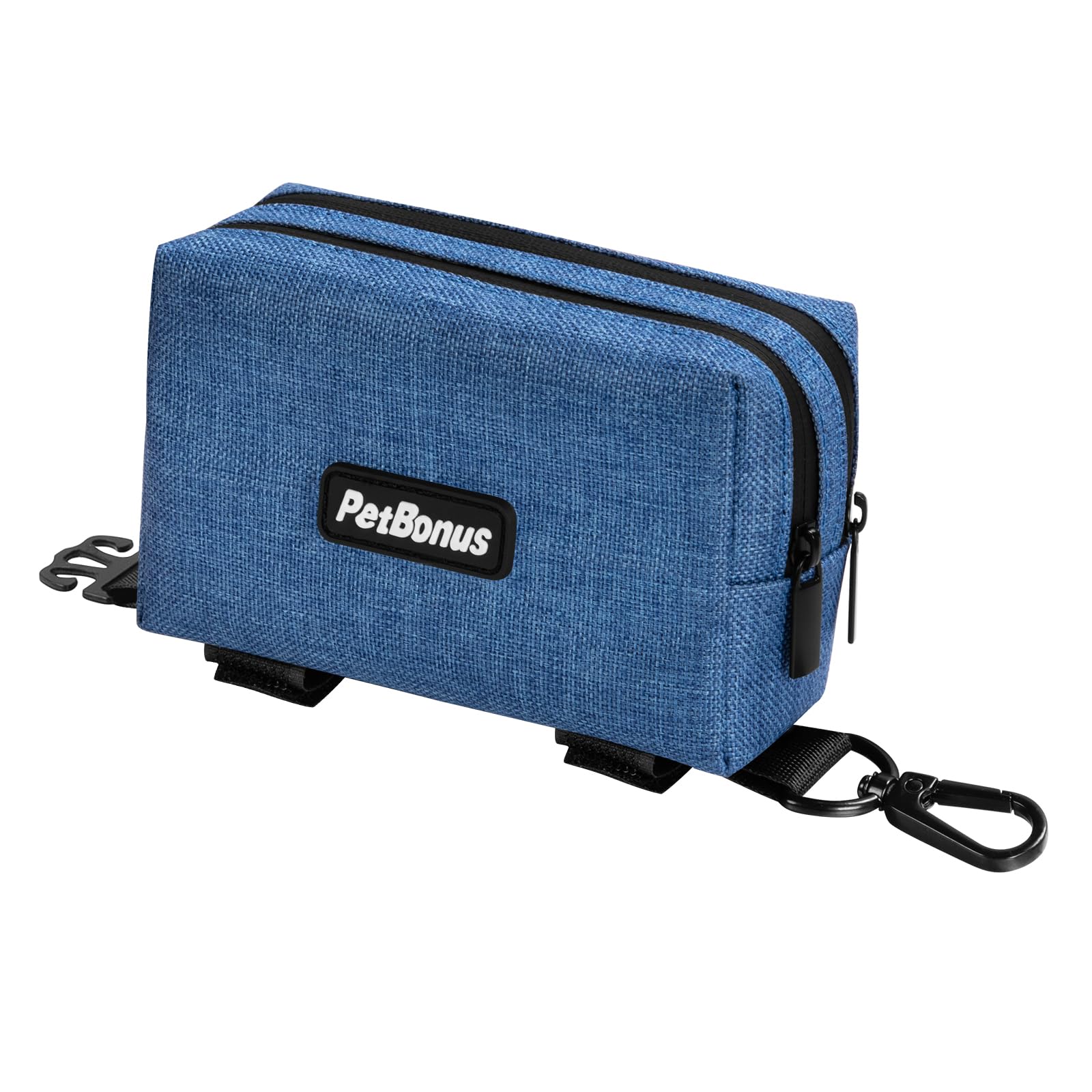 PetBonus Dog Poop Bag Holder, Portable Pet Waste Bag Dispenser, 2 Pouches for Treats and Walking Accessories Fit All Leads