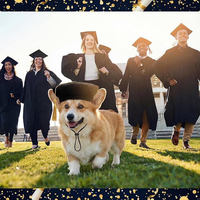 Gorra de Graduación para Perros y Gatos de Terciopelo con Borla Amarilla miniatura 6