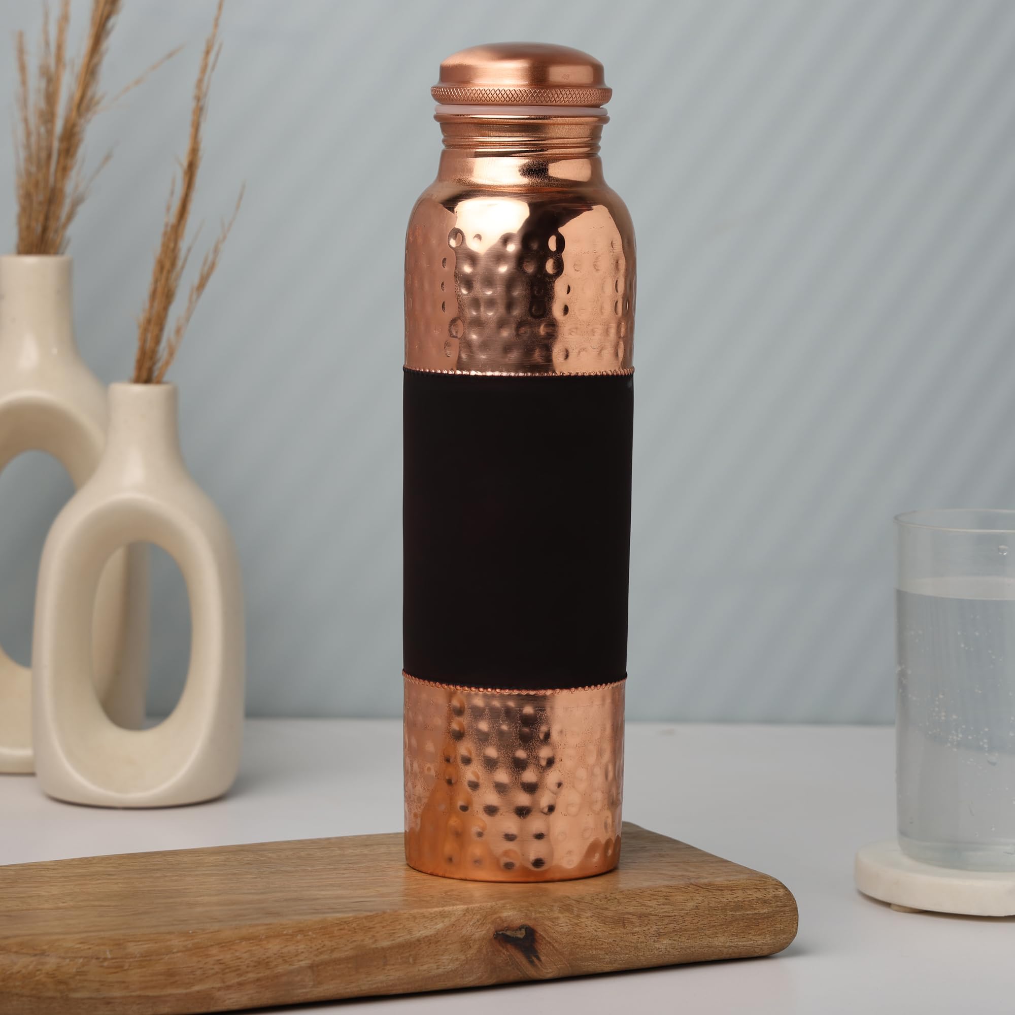 Wasserflasche aus reinem Kupfer für ayurvedische gesundheitliche Vorteile, 1000 ml (Farbmuster)