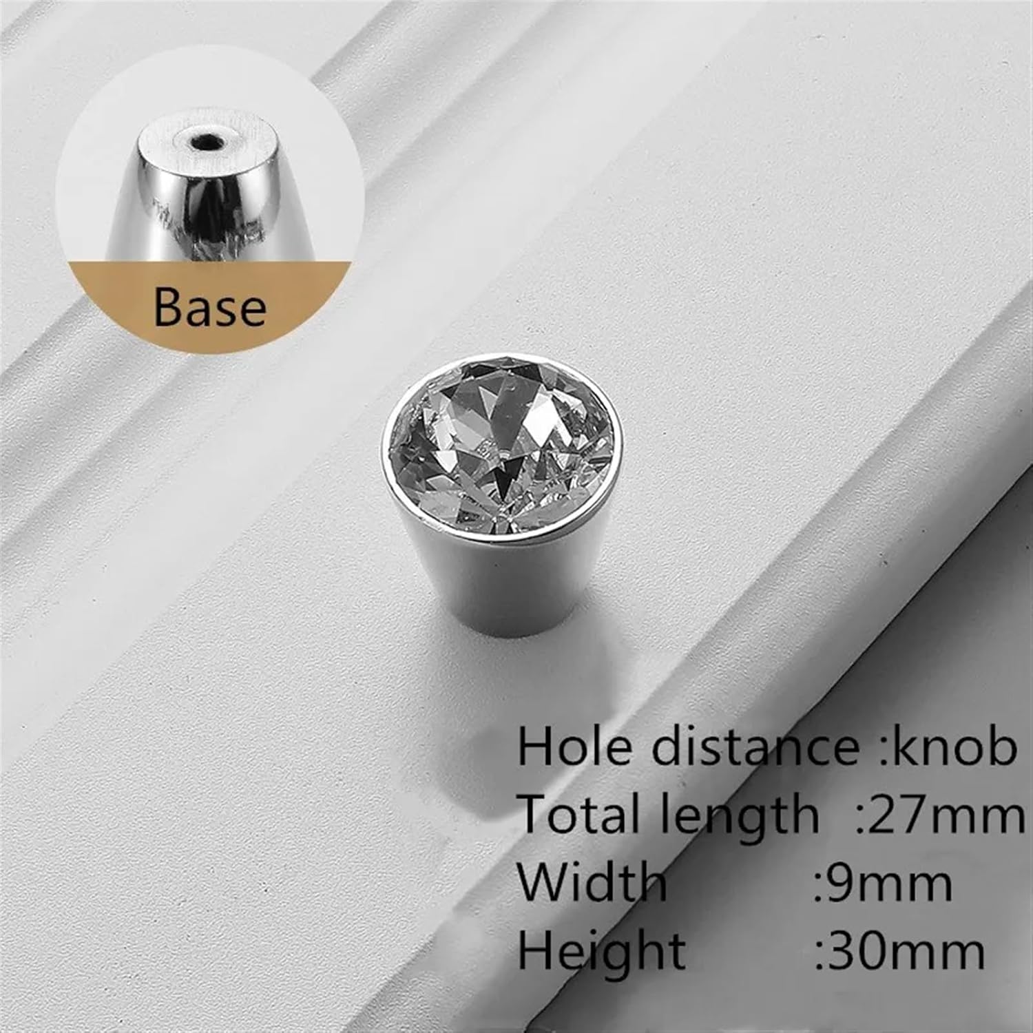Diamond Crystal Handles Bright Gold Zinc Alloy Kitchen Cabinet Door Handles Drawer Pulls Knobs Furniture Hardware 2Pcs(Chrome knob)