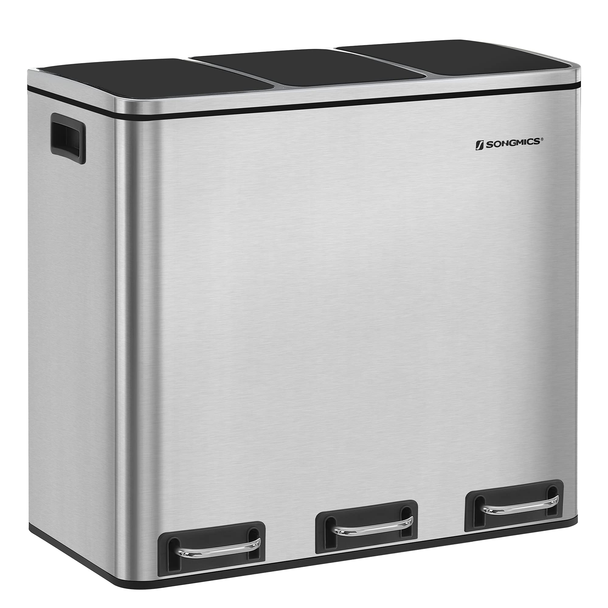 Buy SONGMICS Triple Trash Can, 14.3 Gallon (3 x 18L) Recycling Rubbish