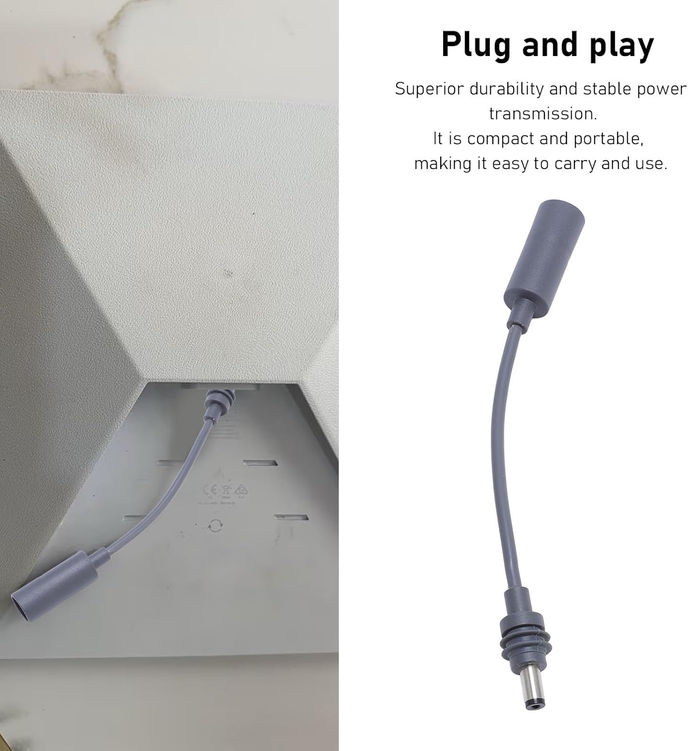 Satellite DC to DC Extension Cable, 10cm Water Power Cord, Plug and Play for Stable Power Transmission, PVC Copper Wire (3.9in)