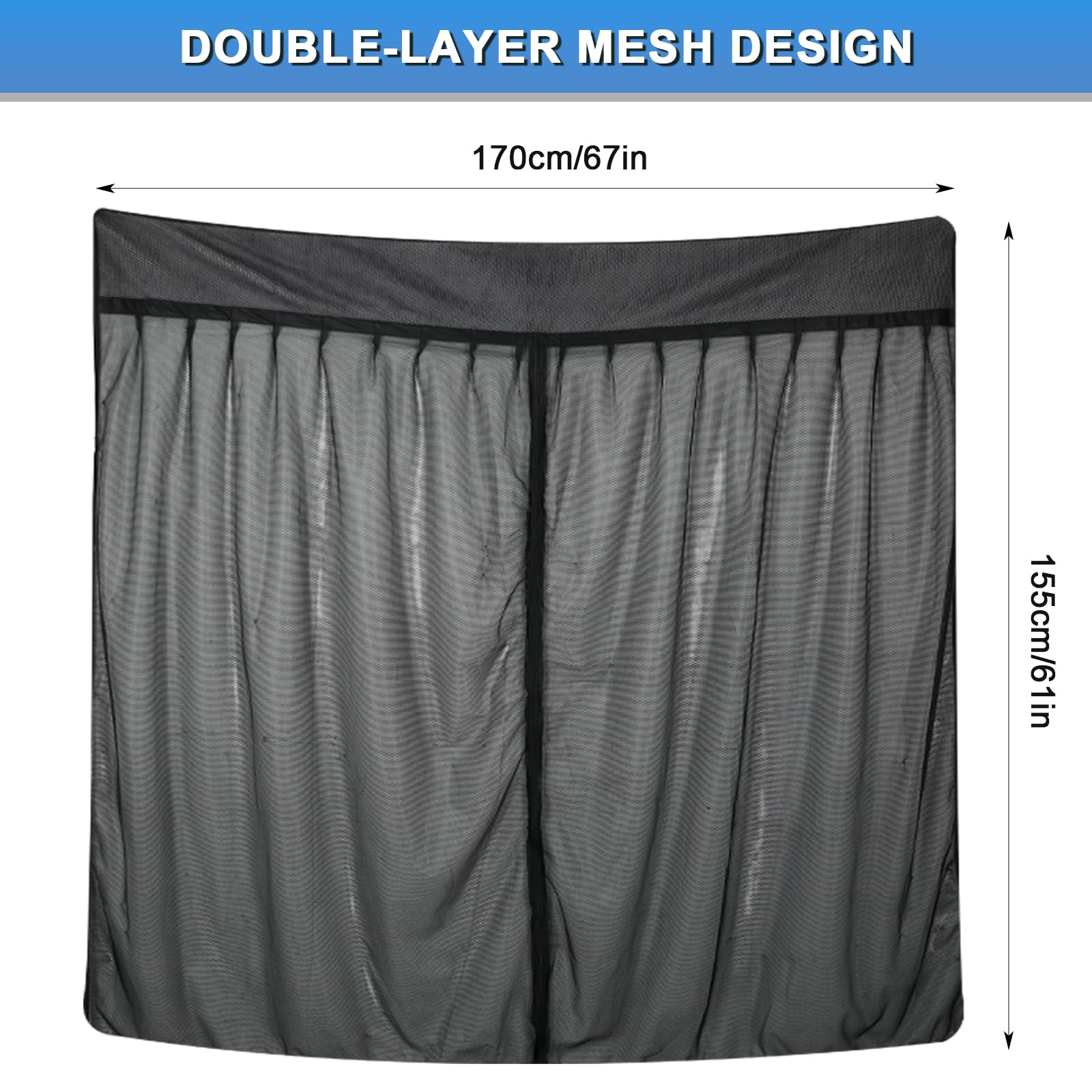 ZWPARTS Mosquitera Magnética Personalizada para VW T6 para Puerta Trasera, Mosquitera para Furgoneta para Puerta Trasera, Mosquitera con Cremallera en Puerta Central