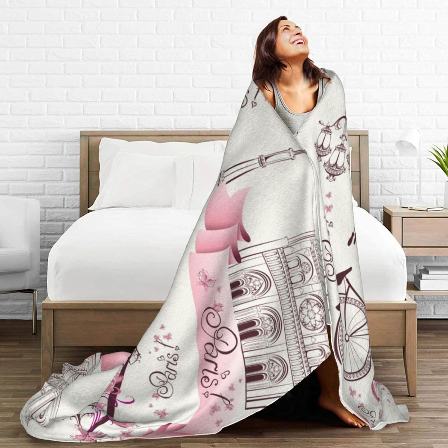 Paris Romance Throw Blankets All Season Ultra Soft Warm Eiffel Tower Fleece Blanket for Home Bed Sofa Couch Chair Outdoor Travel Camping 40x30 Inch - Image 7