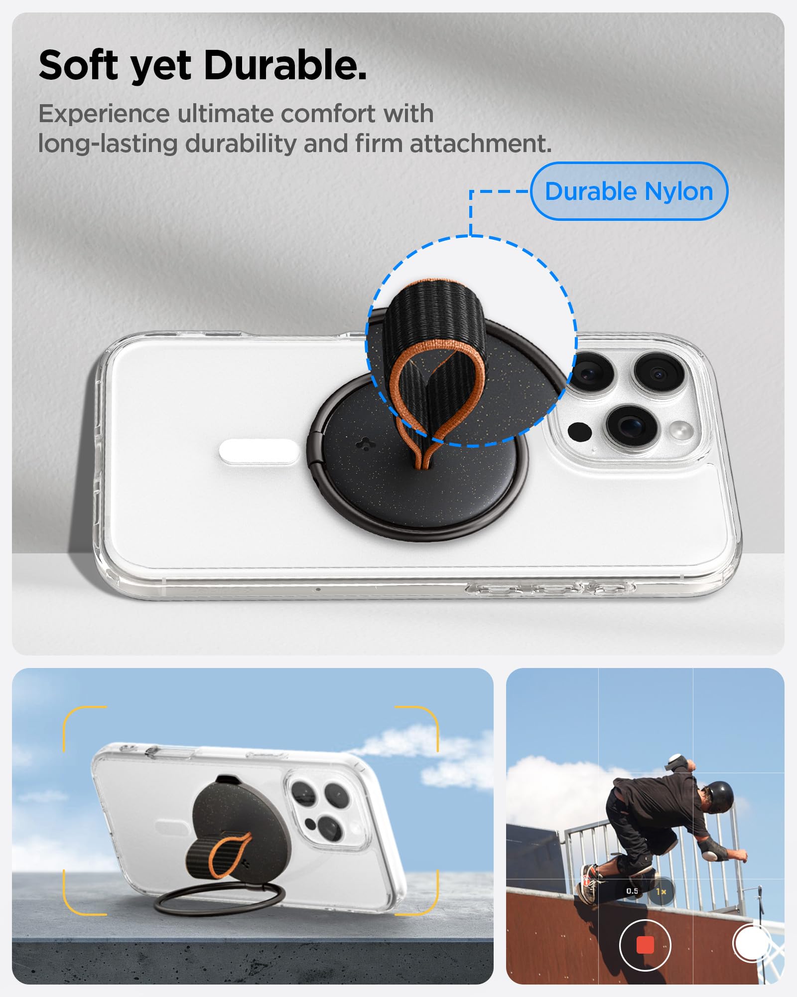 Anneau Magnétique Spigen O-Mag Pour IPhone - Compatible MagSafe - Poignée Et Support 360° - Noir