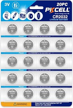 PKCELL CR2032 Batteries 20-Pack High Capacity 2032 Battery CR2032 Lithium 3V Coin Battery, Compatible with Airtag,Key Fob,Tea Light,Scales, Candles and More