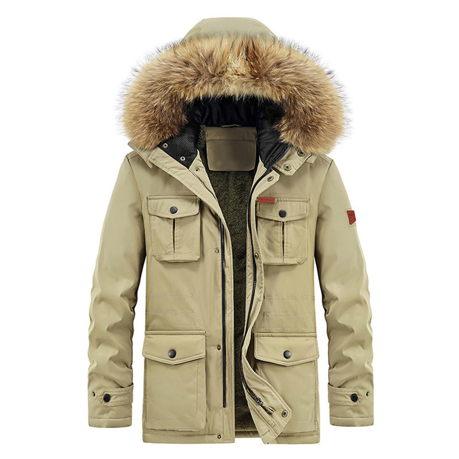 Winterjacke Herren Warm Gefüttert, Winterparka Herren Warm, Gefütterte Jacke Mit Kapuze Übergangsjacke Mit Taschen Klassischer HerrenjackenThermo Herrenmantel Blouson Parker Sportjacke Für Wandern
