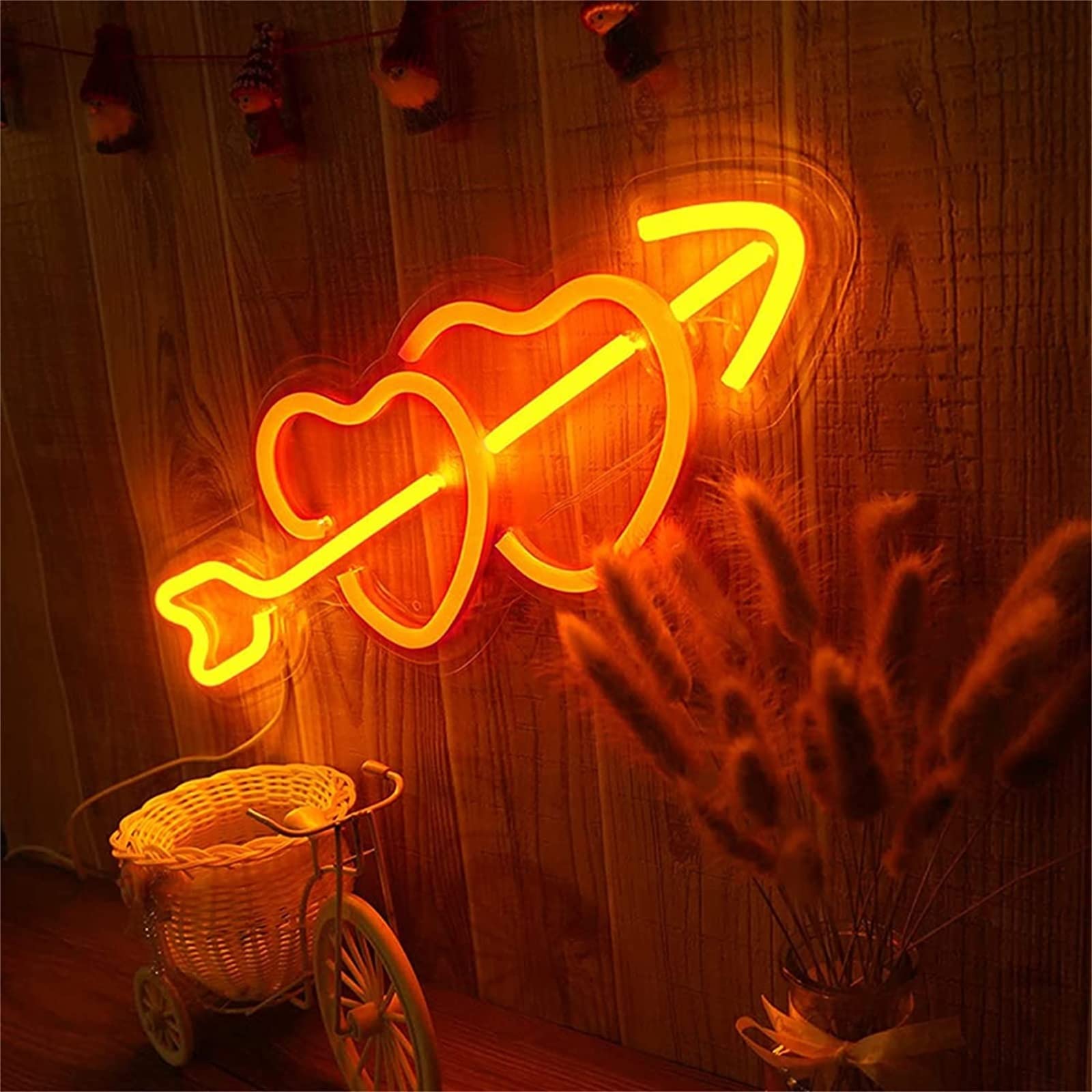 Neon LED w kształcie serca Led modelowanie światła Luminous Letters szyld panel akrylowy Neon dekoracyjne światło, 43x23cm