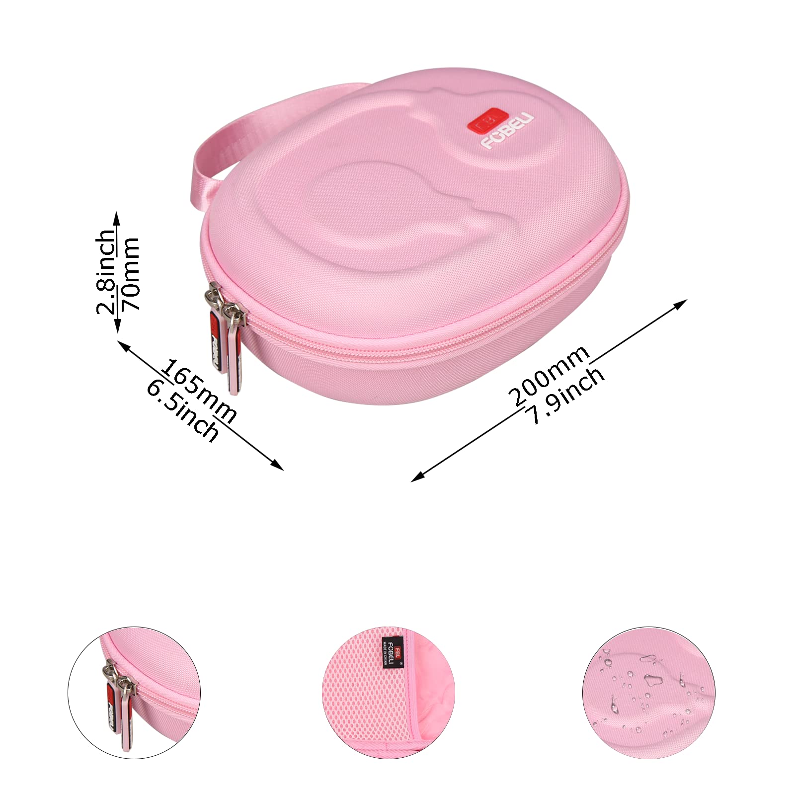 FBLFOBELI Kopfhörerhüllen EVA Hard Storage Case für JBL Tune 500BT/510BT/T450BT/710BT/JBL Live 650 BT NC On-Ear Wireless Bluetooth Kopfhörer, Reise Schutztasche (Rosa)