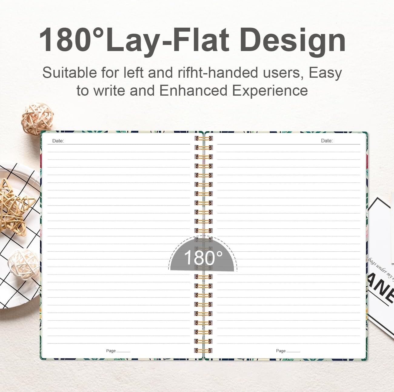 Lined Spiral Journal Notebook for Women & Men - 100 Pages College Ruled Notebooks, Lined Notebook for Work & Note Taking,Perfect for Office/School/Home,100 GSM Thick Paper, 5.8" x 8.3", Floral-E image 5