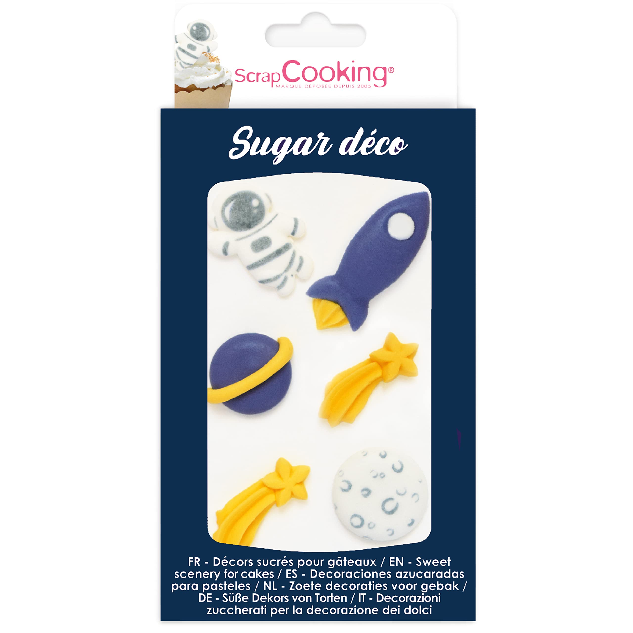 ScrapCooking - Décosucres Espace - Décorations pour Pâtisseries, Desserts, Gâteaux, Biscuits, Cupcakes, Anniversaires – Vaisseau Spatial Astronaute Étoile - Cake Design - 6985