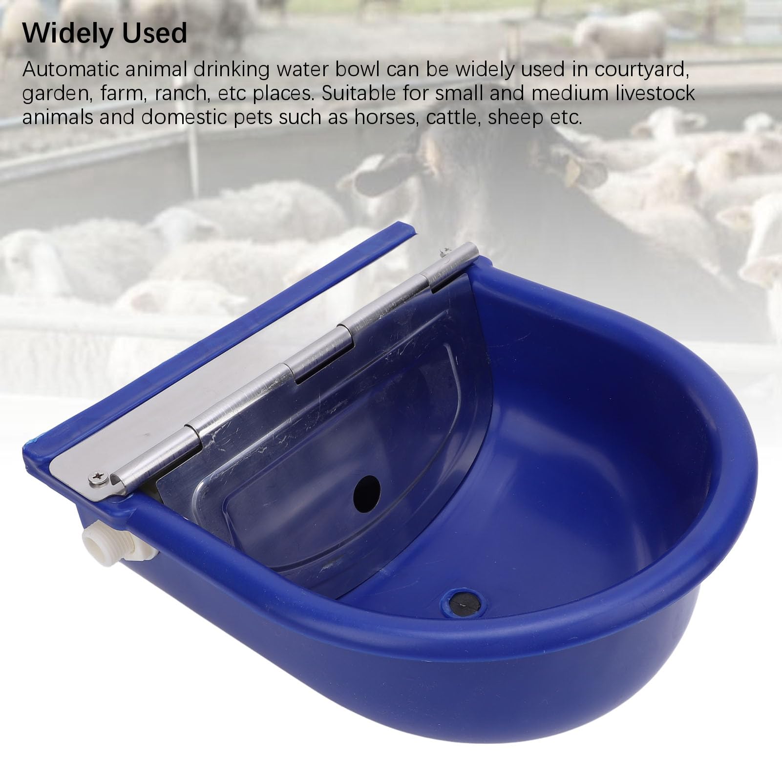 Mangiatoia Automatica per Bestiame in Acciaio Inossidabile, Livello Dell'acqua Regolabile, Ranch con Abbeveratoio per Bestiame per Cavalli, Bovini, Capre, Forniture per Animali (blu scuro)