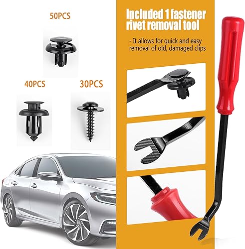 Miniatura 7 de Xislet 120 piezas Clips para parachoques de 10 mm 91503-SZ3-003 con tornillos para protector contra salpicaduras 90114-SE0-000 Compatibles con Honda