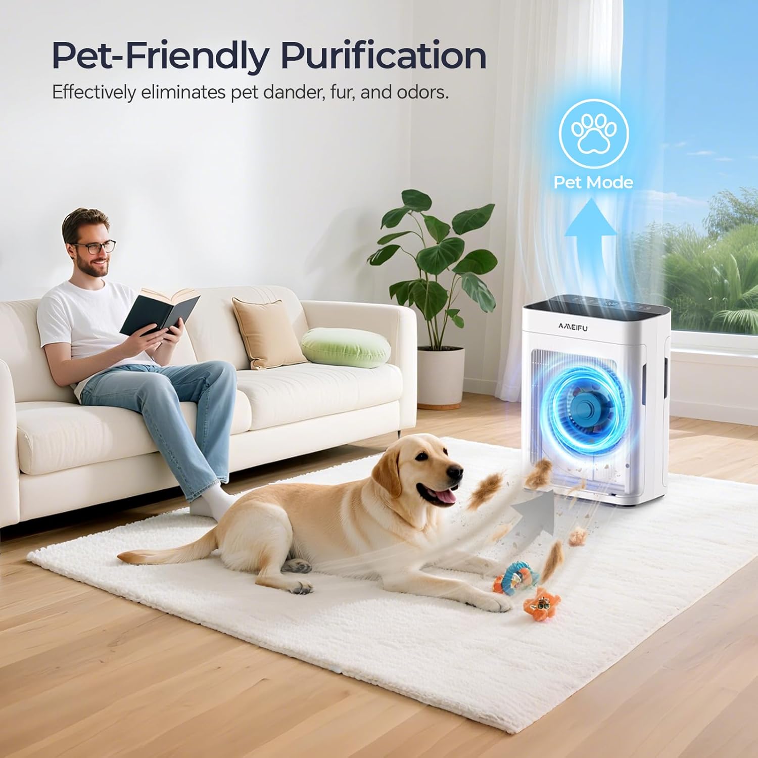 Air Purifiers for Home Large Room 3500 Ft2 with Washable Pre-filter, 3-Stage HEPA Double-Sided Air Purifier, Smart WiFi APP Control, Sleep Mode, PM2.5 Display Air Cleaner for Pets Hair, Dust, Smoke - Image 7