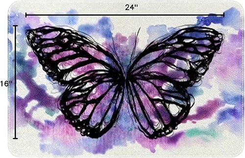Miniatura 3 de Tapete de acuarela de mariposa morada tapete duradero para puerta delantera antideslizante absorbente resistente a la suciedad para decoración de