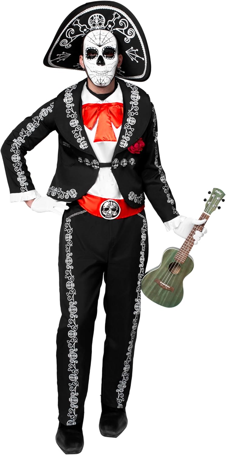 Spooktacular Creations Halloween Mens Day of The Dead Costume, Mariachis Skeleton Costume