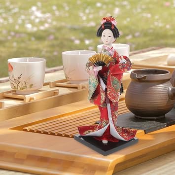 Garneck Japanese Doll in Kimono Handmade Silk for Living Room Decor Random Color