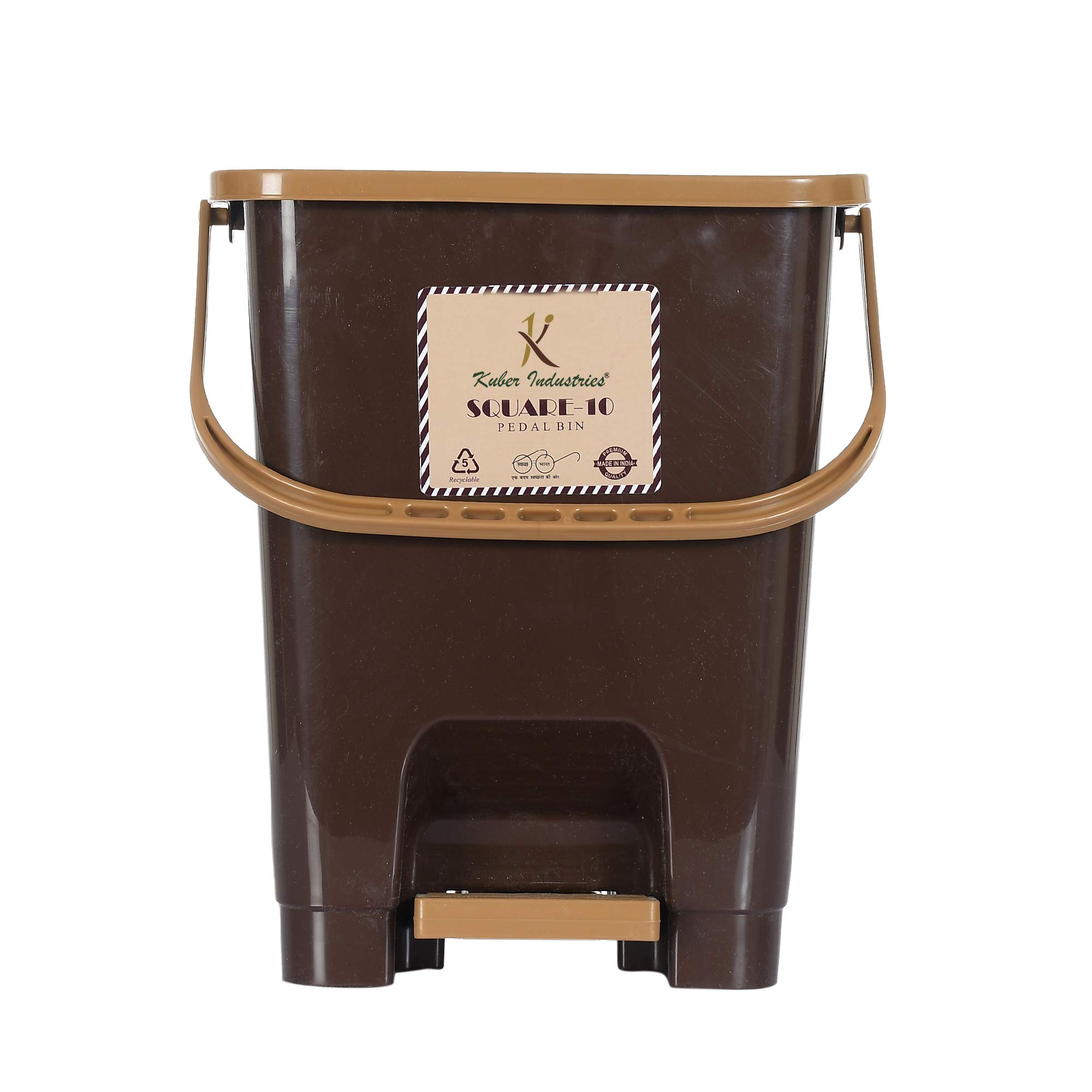 Kuber Industries Square Premium Plastic Pedal Dustbin with Lid for Home/Kitchen/Office 10 Ltr (Brown)-KUBMART16408 (B08VJ8Z4TP) Amazon Price History, Amazon Price Tracker