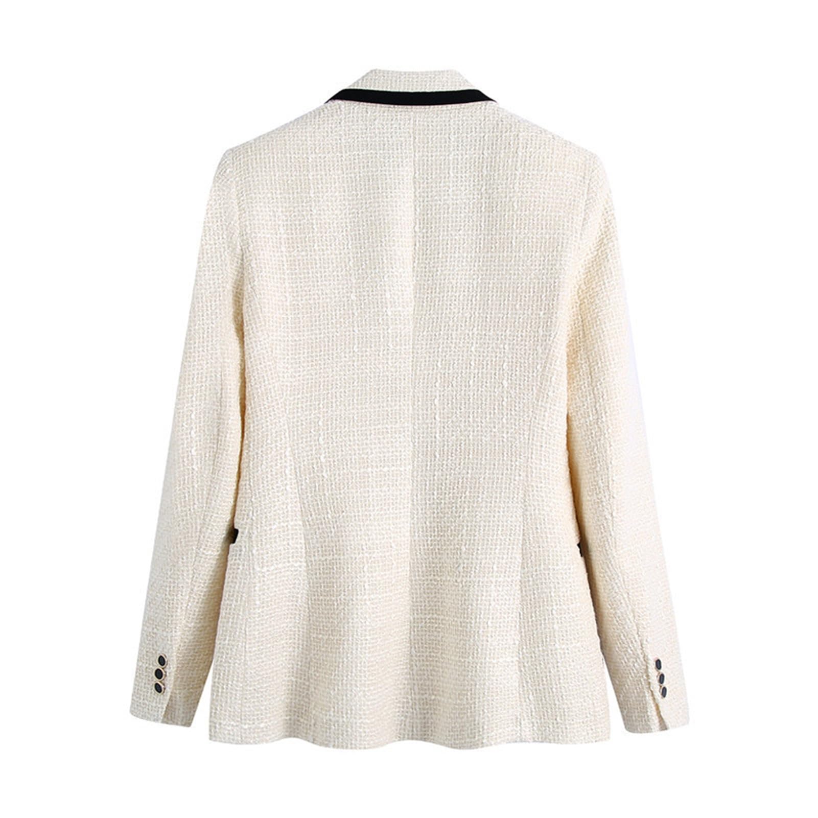 Chaqueta de Tweed para Mujer, Blazer Formal de Negocios de Oficina, Cardigan Traje Abrigo, Outwear Gire Cuello Abajo Slim Fit Blazer Trabajo Wear