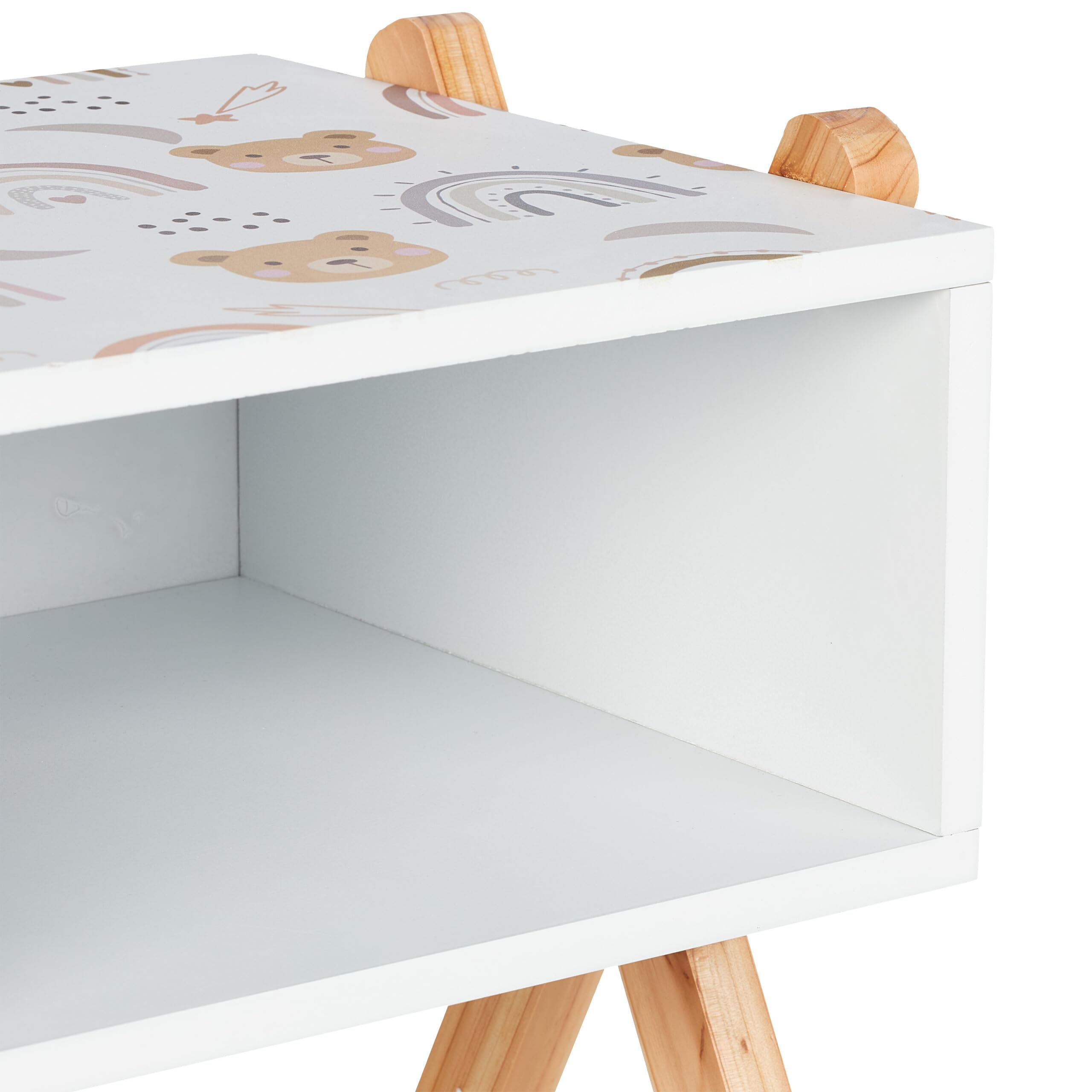 Relaxdays Table de Chevet, pour Votre Bout de Chou, Bois de pin et MDF, H x L x P : 42 x 34 x 30 cm, Multicolore
