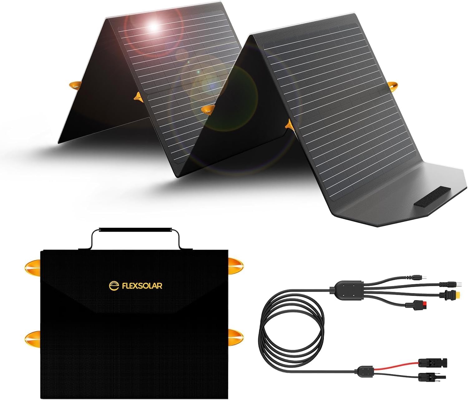 Panneau solaire 120 W pour centrale électrique, charge rapide de l'énergie solaire portable USB A QC3.0 PD 60 W USB-C Ports étanche IP67pour téléphones portables, ordinateurs portables, iPad