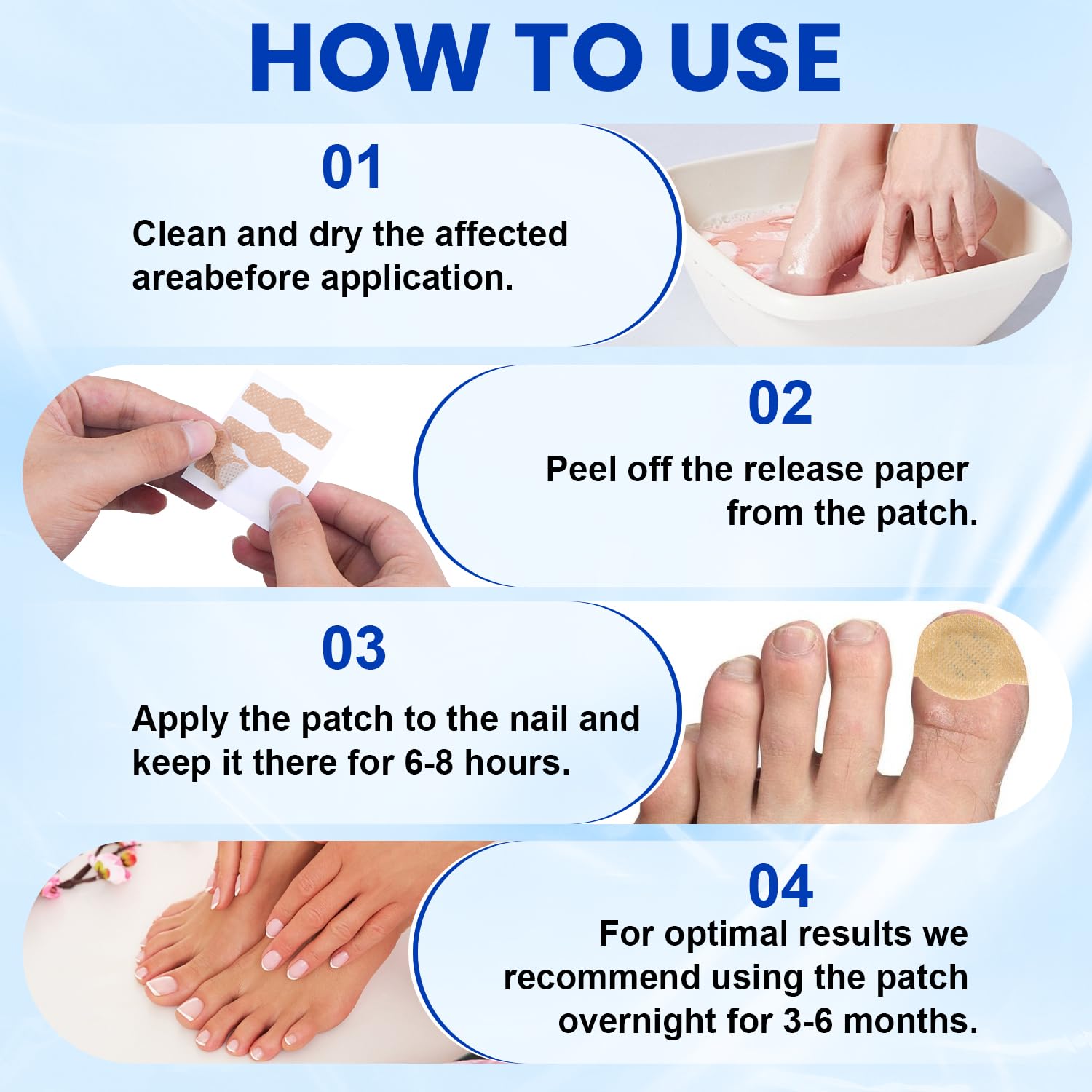Fungal Nail Patches, 42 Pcs Fungal Nail Repair Patches, Nail Fungus Treatment for Toenail Anti Fungal Nail Treatment - Image 4