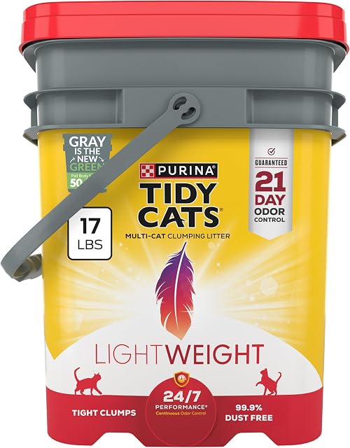 Purina Tidy Cats Léger, faible poussière, Cluping Chat Litter Odor Control 24/7 Performance Multi Cat Litter - 17 Livre (paquet de 1)