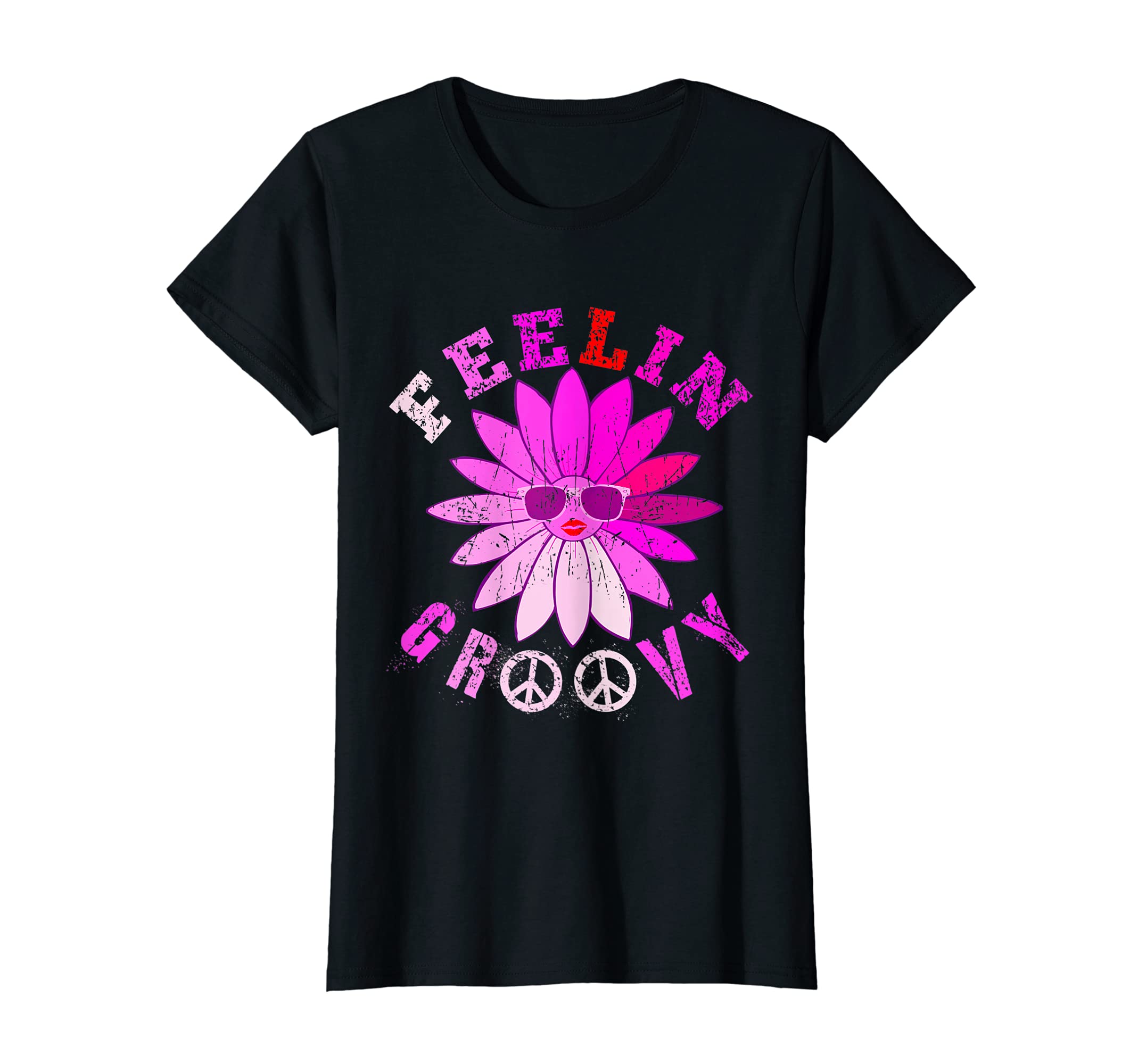 Womens Sunflower Good Feel Groovy Hippie Peace Women T-Shirt