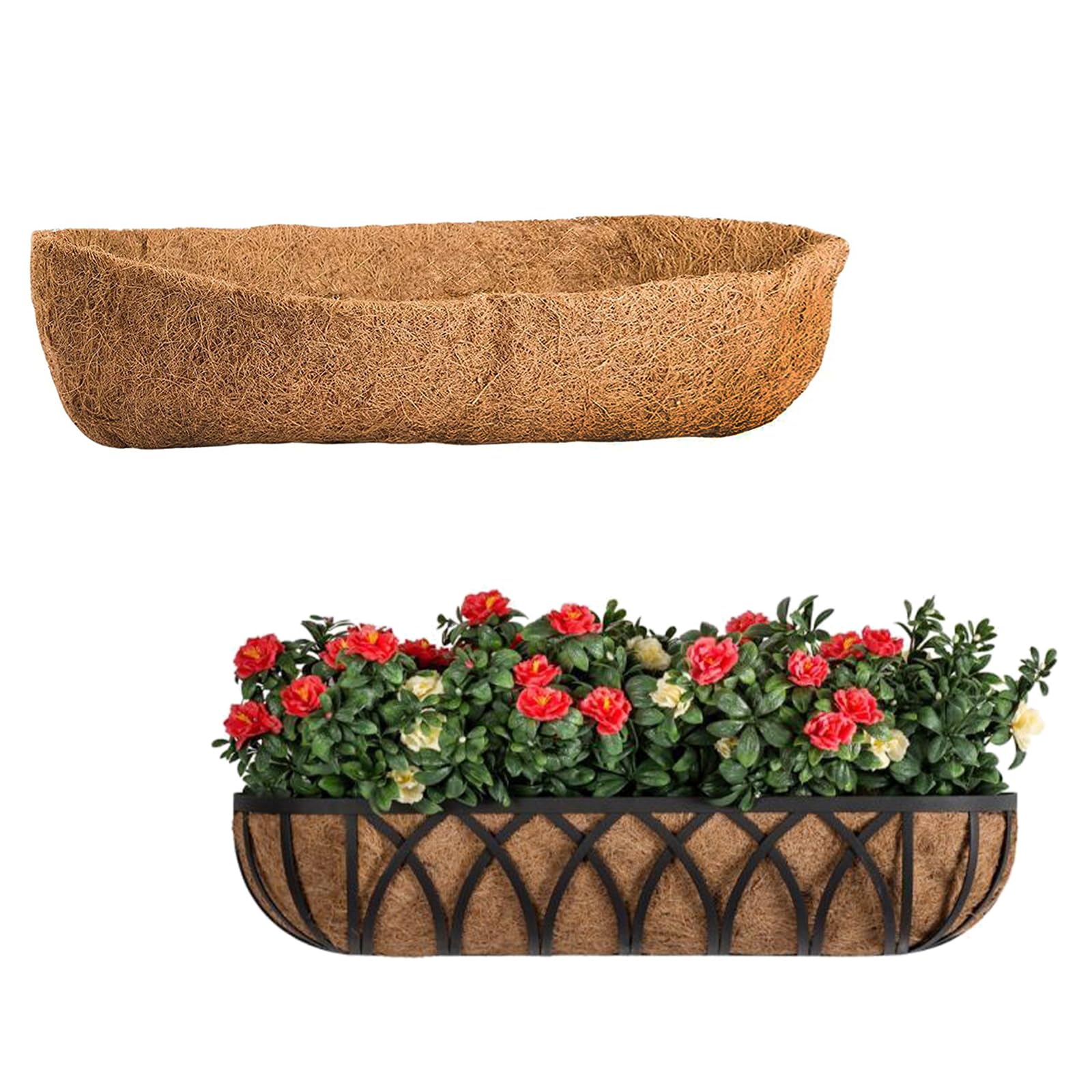 2 Packages de liners en fibre de coco pour jardinières 60 cm (24 pouces), liners en fibre de coco pour jardinières d’extérieur, liners en panier en fibre de coco pour plantes d’extérieur