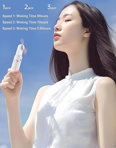 Miniatura 4 de AOCOOLFAN Mini ventilador portátil ventilador de mano recargable por USB ventilador de bolsillo pequeño ventilador a pilas con función de linterna