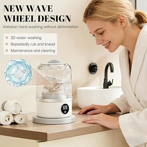 Miniatura 6 de Lavadora de ropa interior, mini lavadora portátil de 1.5 litros, lavadora de ropa interior recargable, limpia en profundidad, ropa pequeña para