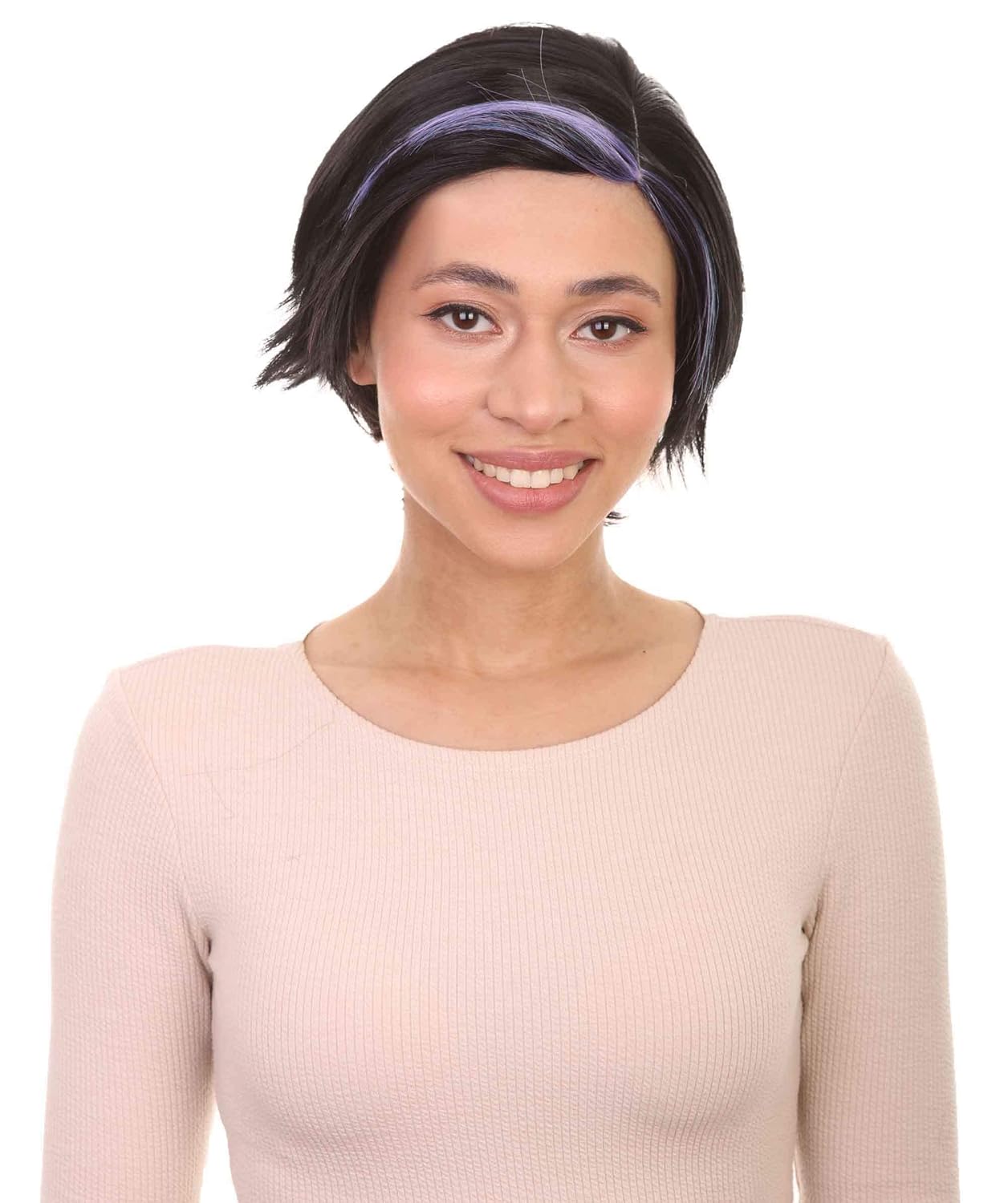 HPO Adult Women's Short Black Purple Cosplay Wig HW-1902