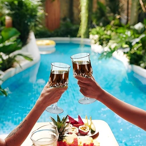 Miniatura 7 de Copas de vino de plástico de 7 onzas, 24 vasos transparentes reutilizables para beber copas de champán vintage, copas de agua de cristal de plástico