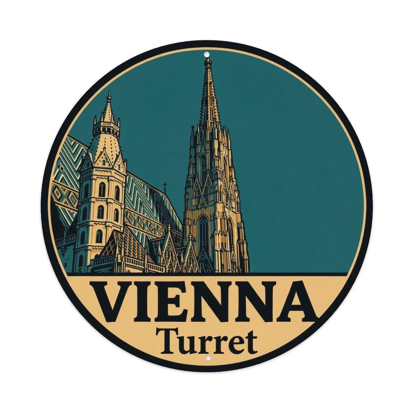 Yrnq 8X8inch Vintage Style Vintage Travel Vienna Austria Tower Metal Tin Sign