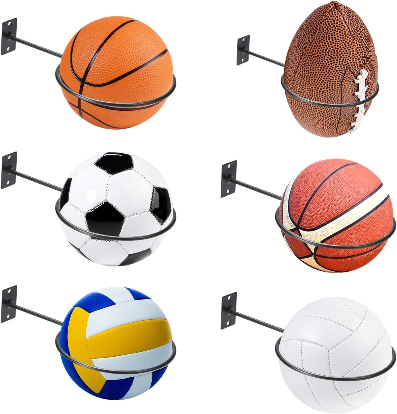 PATIKIL Ball Holder Wall Mount, Ball Display Wall Storage with Screws for Basketball Football Volleyball Display Decor Storage Ring