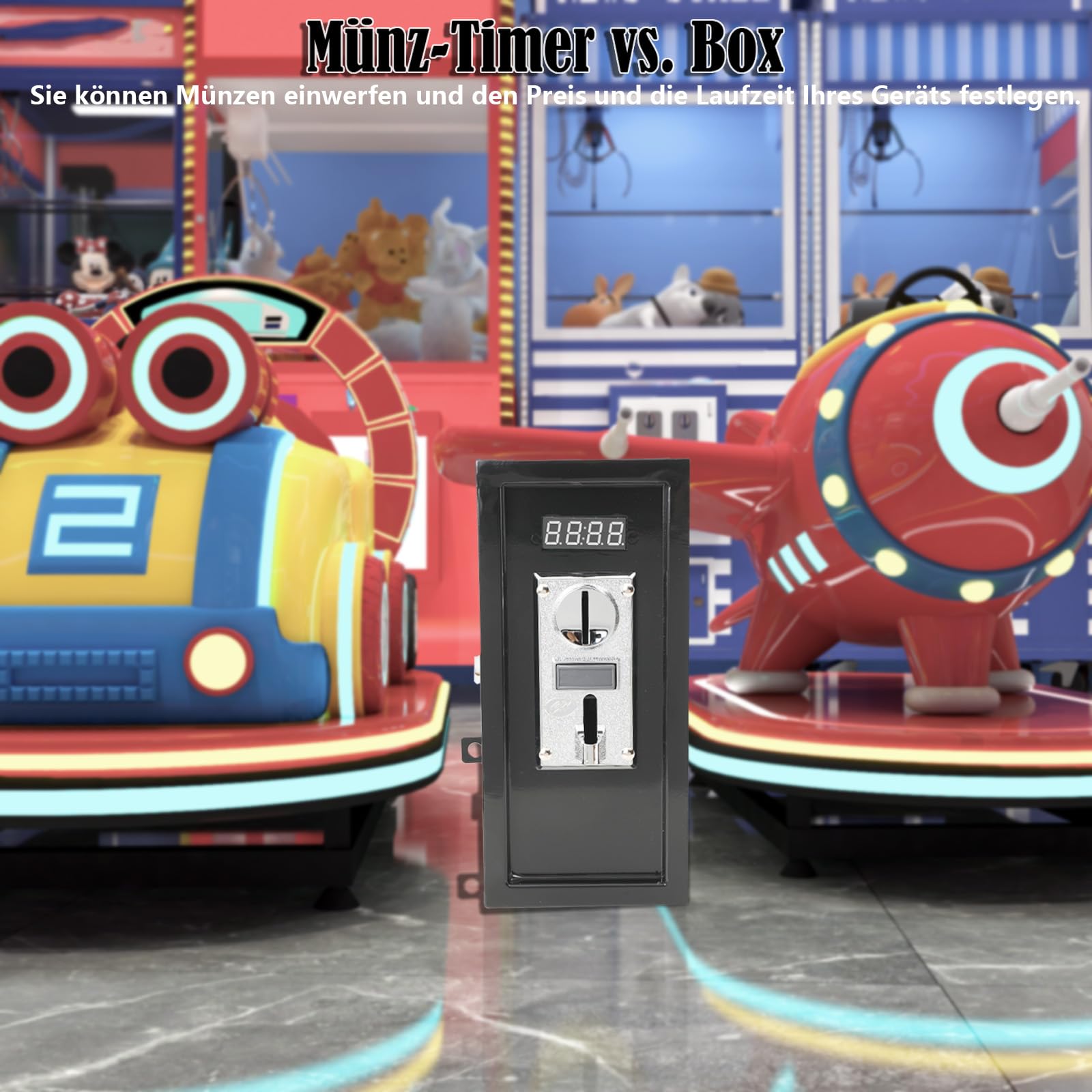 Münz Timer Kontroll Box, Stromversorgungsbox mit Münz-Timer-Steuerung, Programmierbare Münz Timer Box für Trockner Waschmaschine Massage Stuhl Elektronisches Gerät Automat, EU Stecker 220V