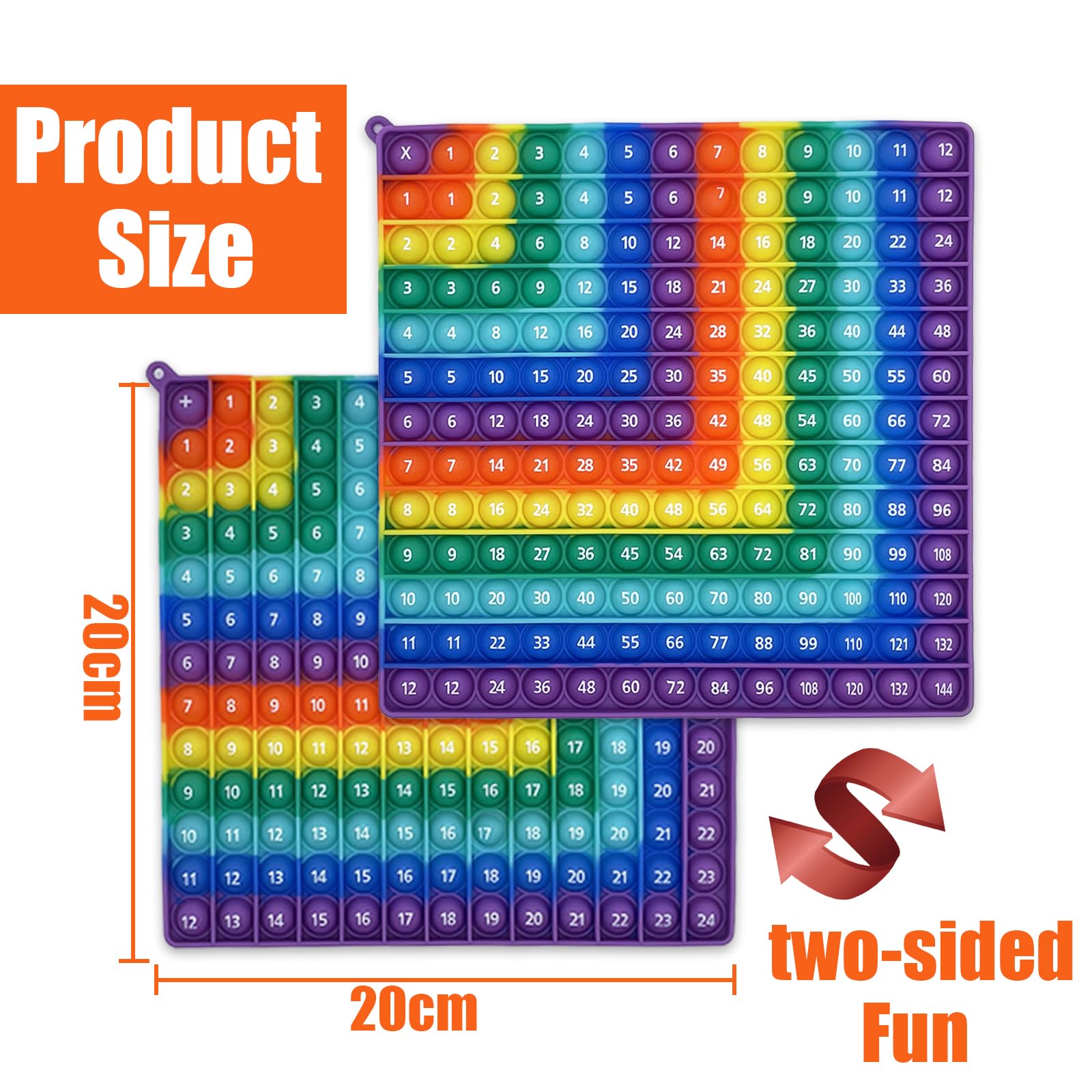 Zamety Pop Fidget Toys, Times Table Poppet, Multiplication Popit 12x12 and Addition 12+12 Fidget Toy - Image 3