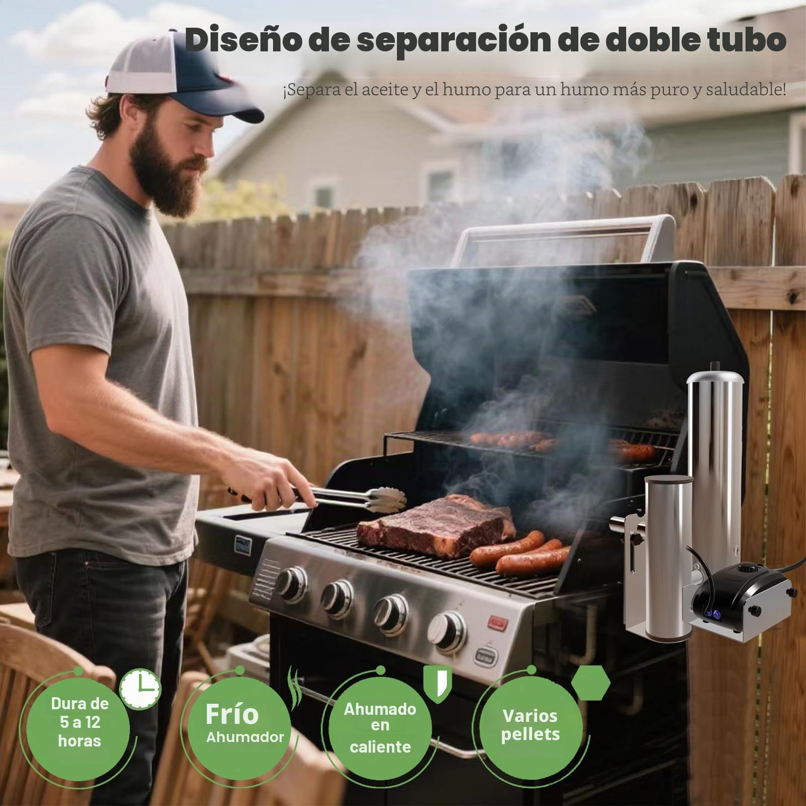 Generador de humo frío de acero inoxidable, portátil para fumar alimentos | barbacoa, generador de humo para fumar alimentos, carne, pescado, barbacoa