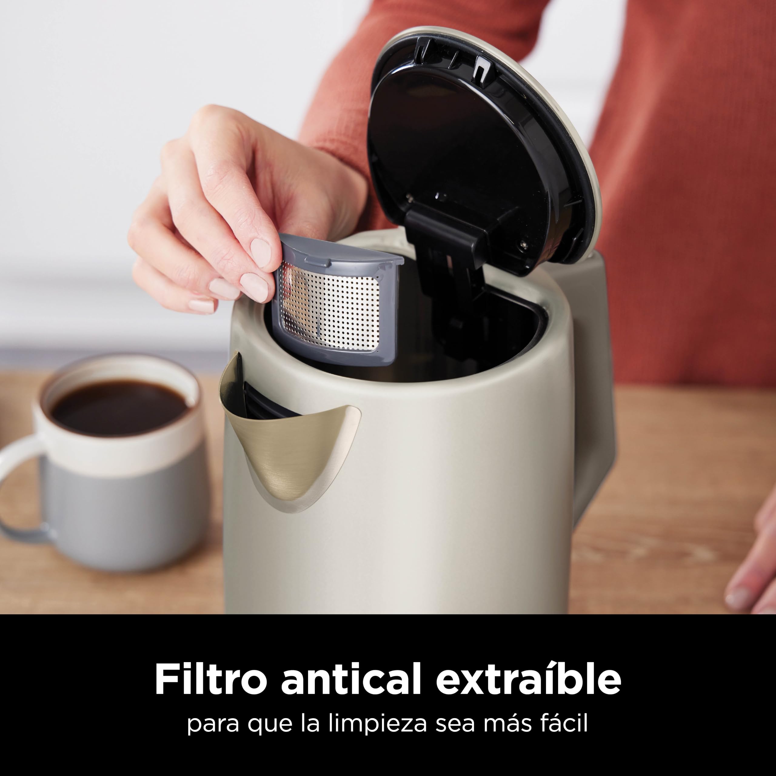 Ninja Hervidor de Agua Eléctrico, Piedra Dorada, KT201EUSTGD | Con Temperatura Regulable, 1,7 L, Hervido Rápido, 6 Temperaturas Predefinidas, Función Hold Temp (Mantener Temperatura)