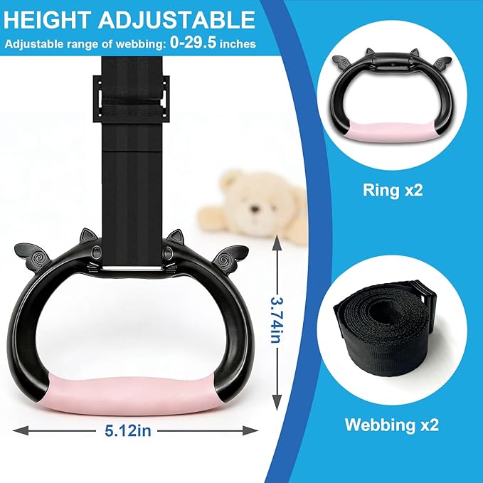Anillas de gimnasia para niños, ajustables, 550 lb, antideslizantes miniatura 5