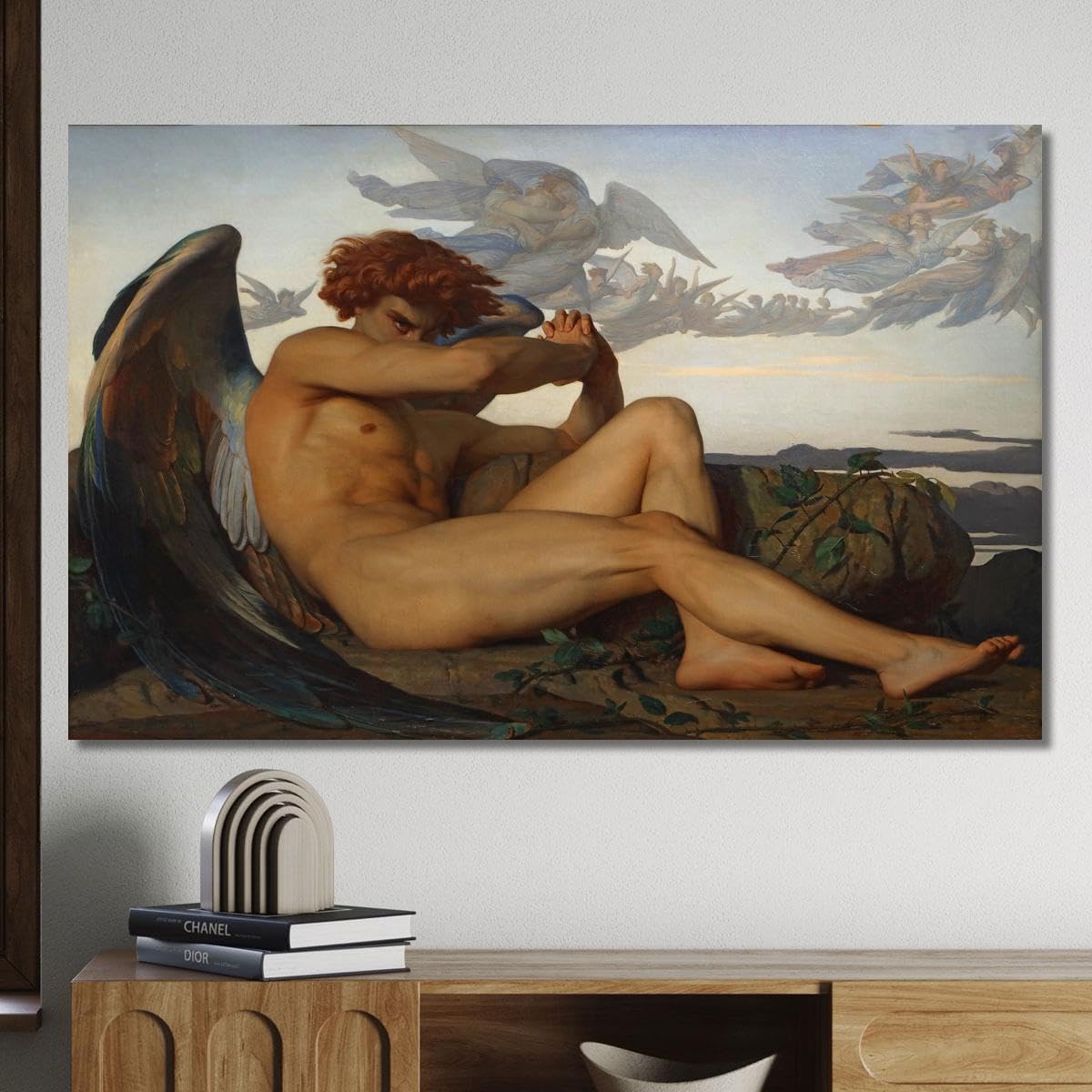 Cuadro impreso sobre lienzo, diseño de ángel de la caída Alexandre Cabanel, acb12, Fine art, listo para colgar, 175 x 105 cm