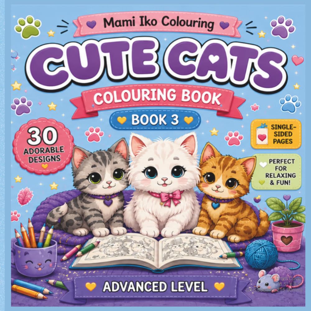 Cute Cats Colouring Book 3: Advanced Level for Cat Lovers looking for a Challenge