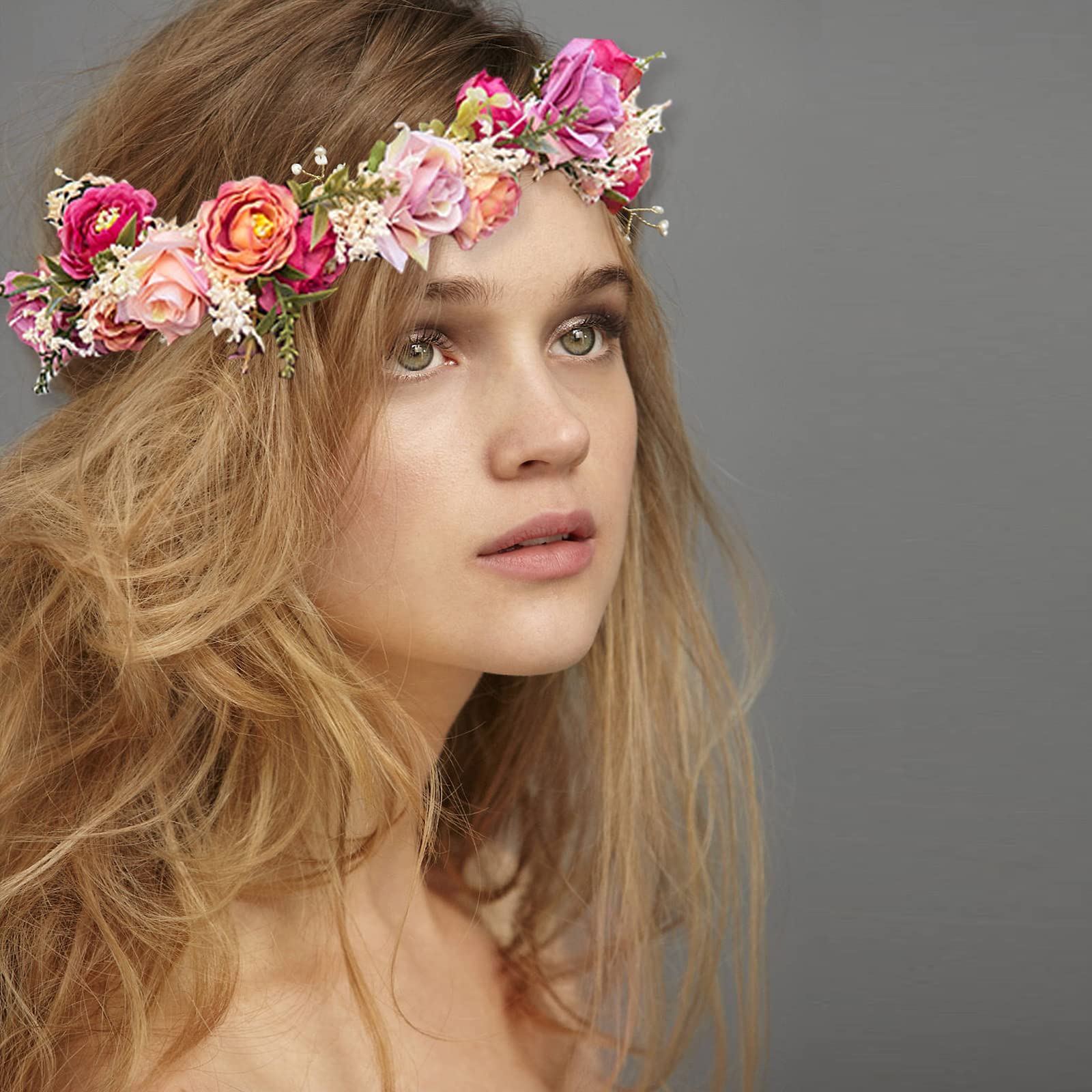 Guirlande Couronne Florale Mariage - Bandeau Fleurs Demoiselle D'Honneur, Couronne Cheveux Femme Pour Cérémonie Et Fêtes