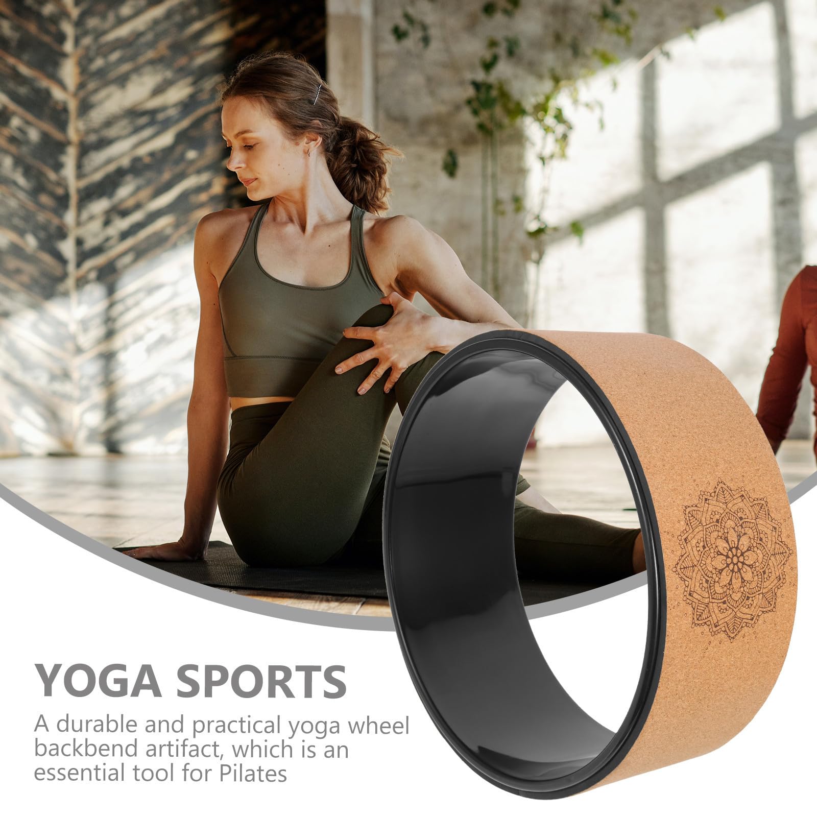 Back Training Wheel, Practical Yoga Wheel, TPE e Quercia, per Fitness e Yoga Training, per Donne, Aumenta l'Escursione del Movimento