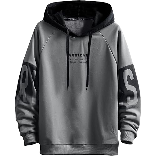SOLY HUX Men's Casual Colorblock Pullover Fashion Loose Fit Long Sleeve Graphic Trendy Drawstring Hoodie Sweatshirt