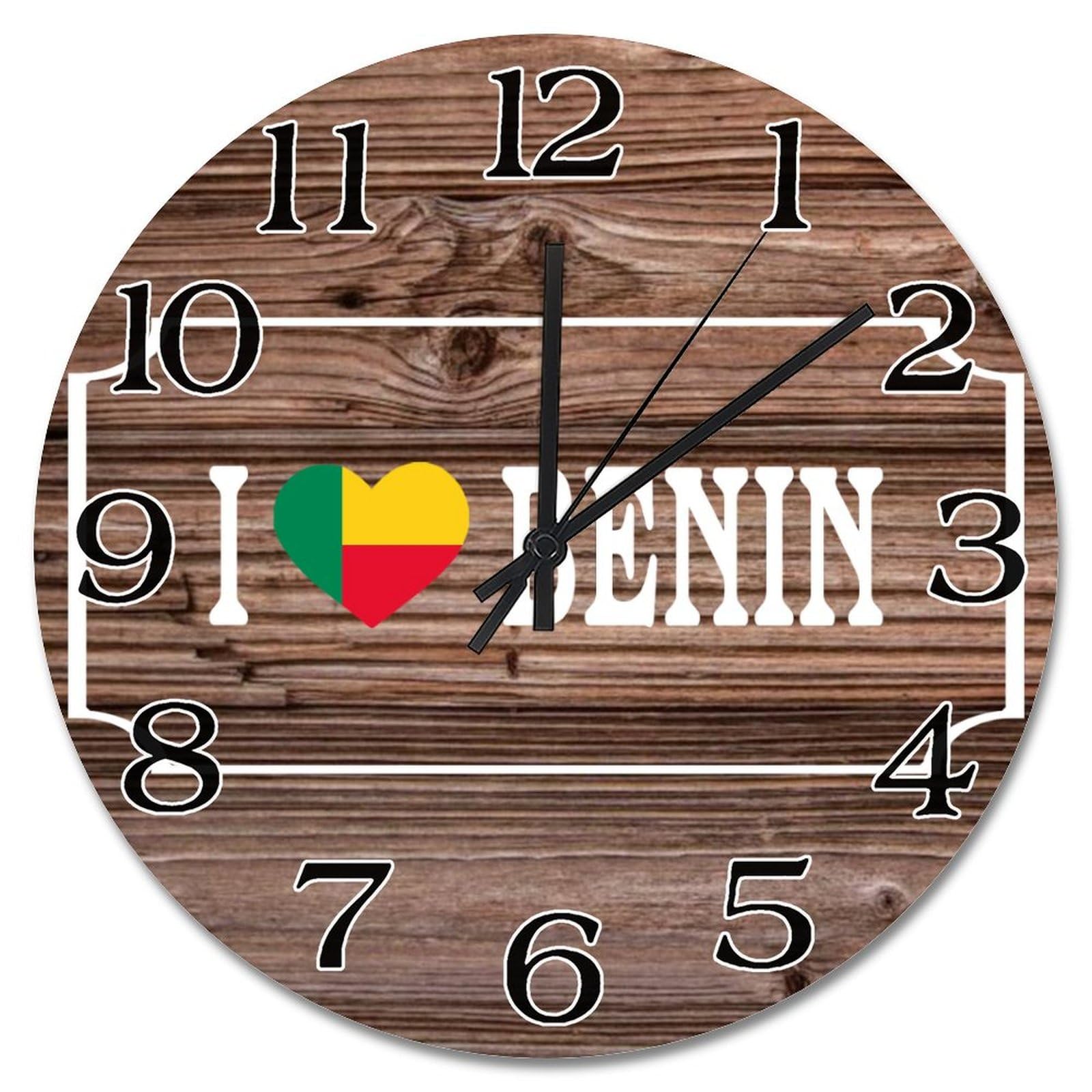 Grande horloge murale Bénin en bois 38cm silencieuse pour salon