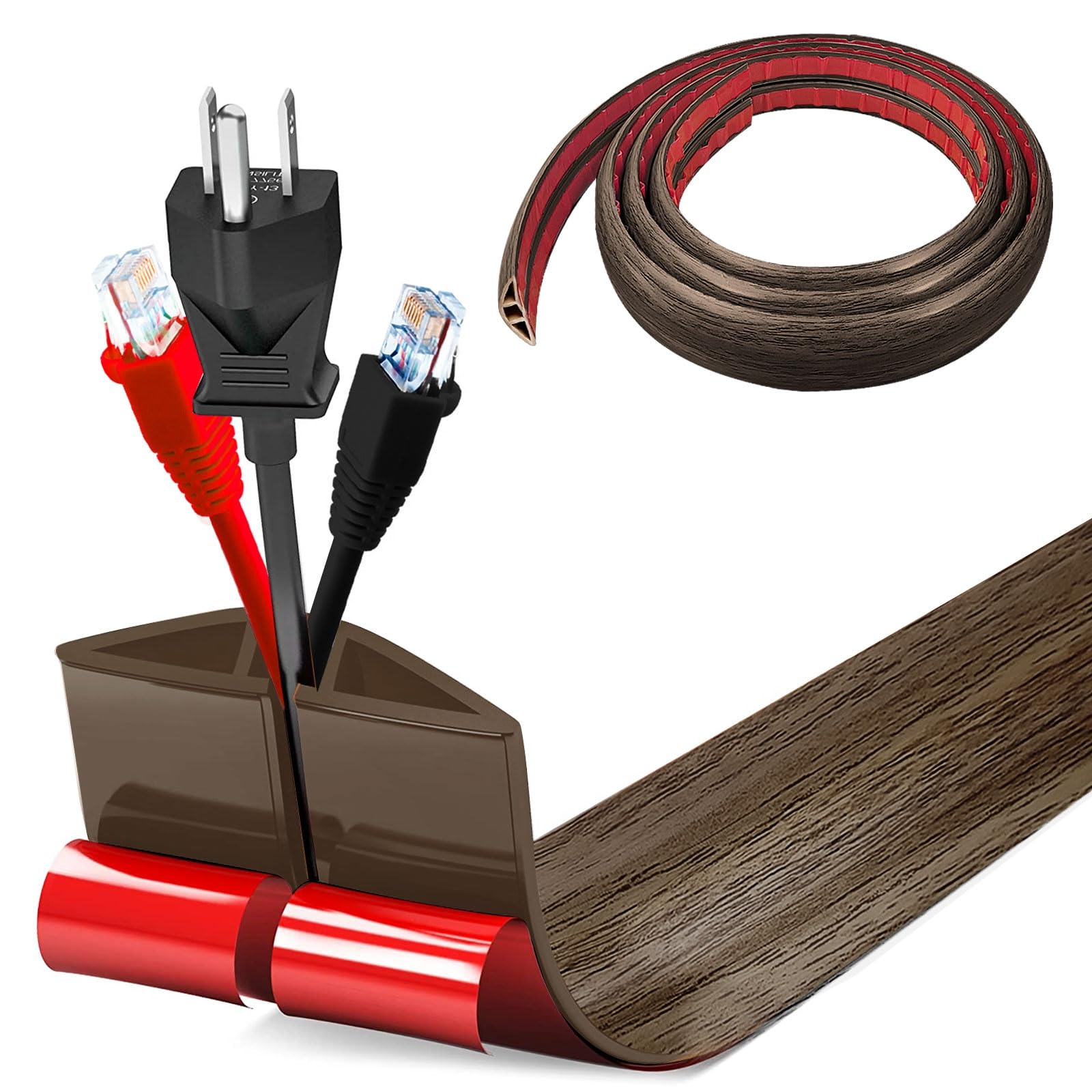 Pasacables Suelo, Canaleta Cables Suelo, 3.0M x2cm Protector de Cables para Suelo, Cubiertas de Suelo para Cables Autoadhesiva Montaje para Todos los Hogar, Oficina, Escuela,Almacén(Blanco-Redondeado) — view 53