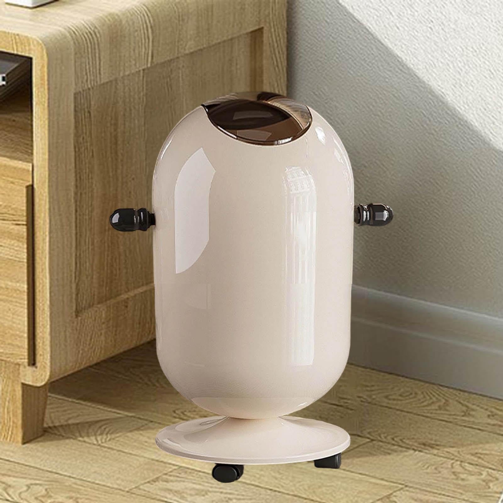 Cubo de Basura Alto con Ruedas Y Doble Cubeta, Papelera de Gran Capacidad, Contenedor de Basura Multifuncional de PP, Asa Ergonómica, 15l Blanco Lechoso, Individual